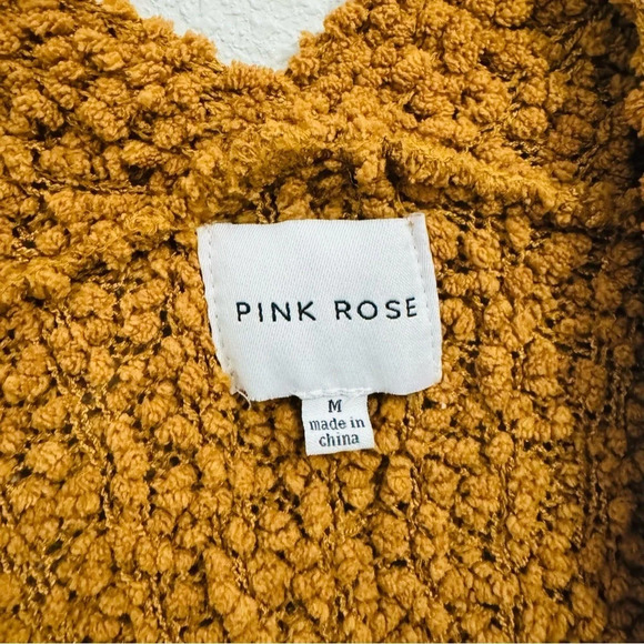 Pink Rose‎ Rusty Orange Sherpa Soft Open Cardigan Size Medium - Picture 5 of 10
